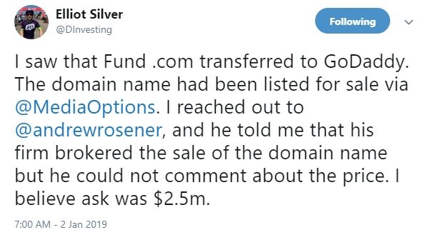 四字母域名Fund.com近1700萬成交！買家撿到“大便宜”了