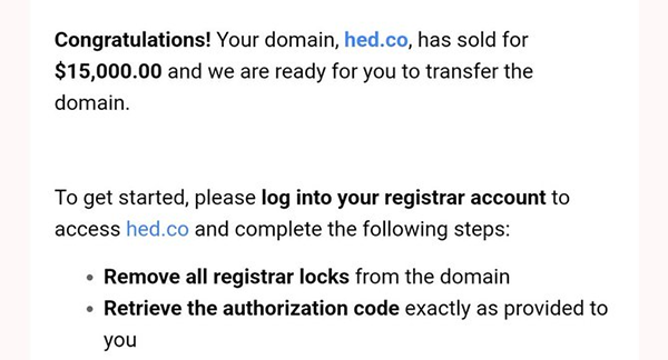 域名Hed.co在一個月內(nèi)從160美元升值至1.5萬美元